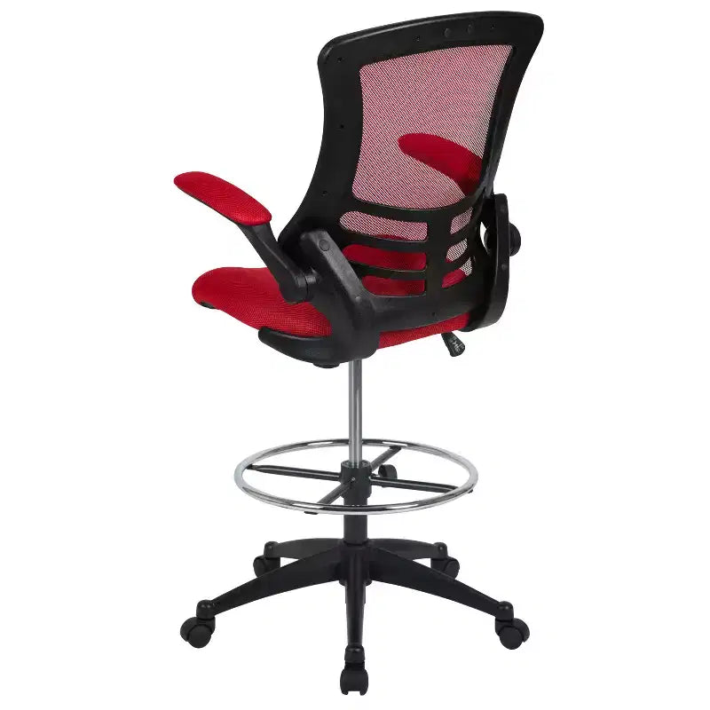Chaise de bureau ergonomique mi-dossier en maille avec anneau repose-pieds et accoudoirs relevables