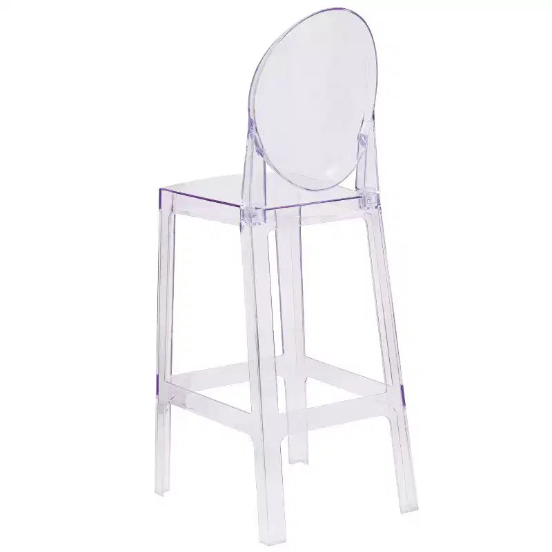 Tabouret de bar Ghost à dossier ovale en cristal transparent
