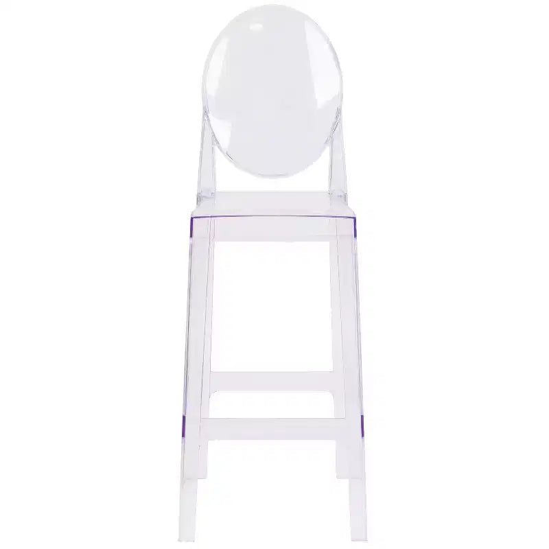 Tabouret de bar Ghost à dossier ovale en cristal transparent