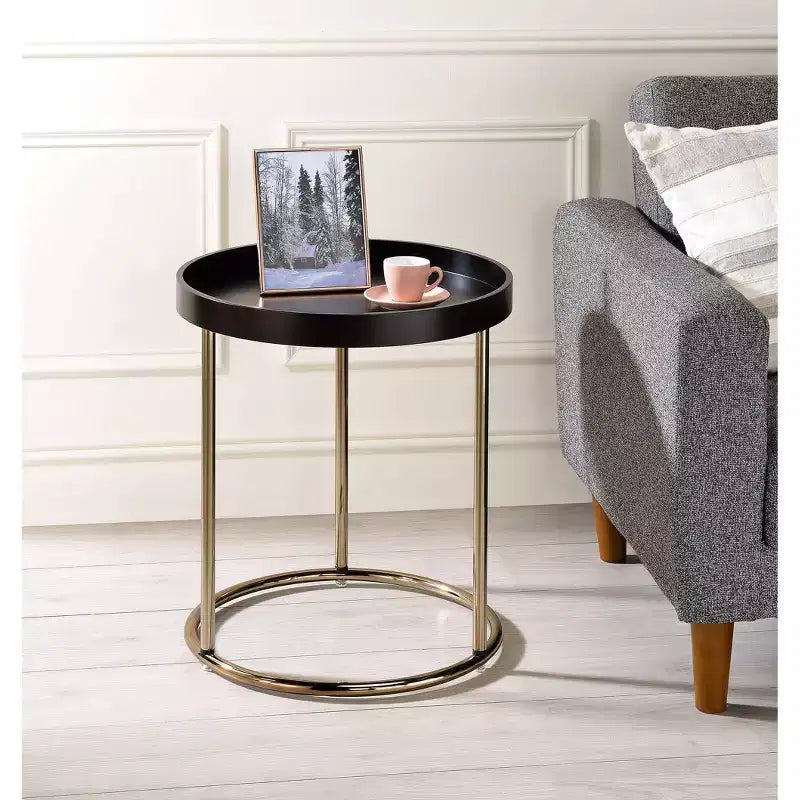 Table d'appoint à rebord de style Mid-Century de 21,75 po