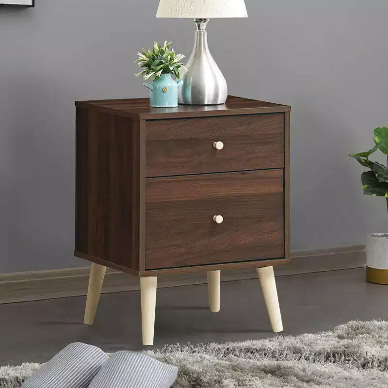 Table de chevet 2 tiroirs d'appoint avec pieds en caoutchouc