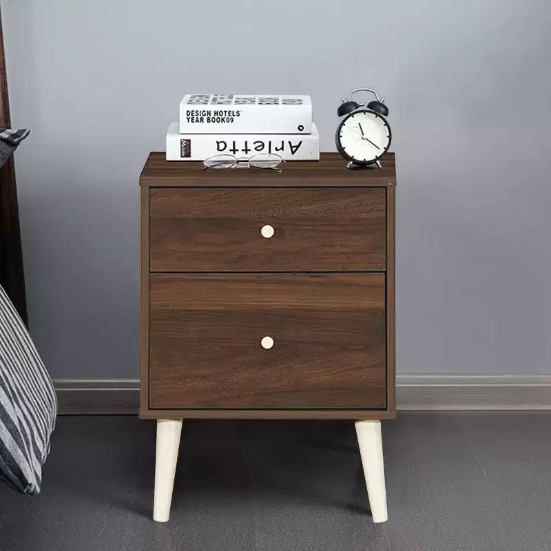 Table de chevet 2 tiroirs d'appoint avec pieds en caoutchouc