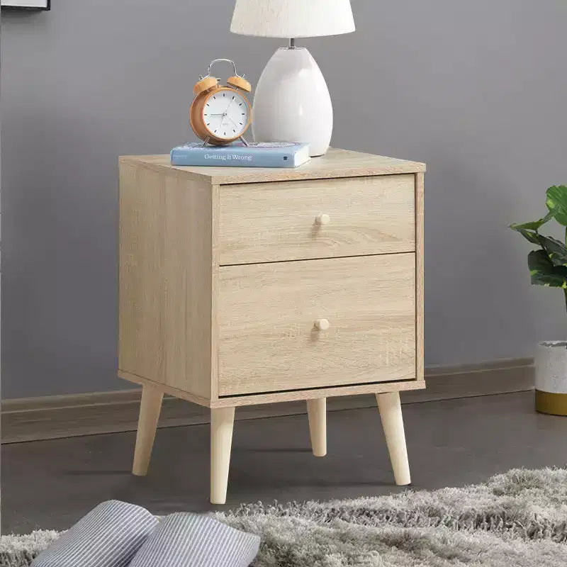 Table de chevet 2 tiroirs d'appoint avec pieds en caoutchouc
