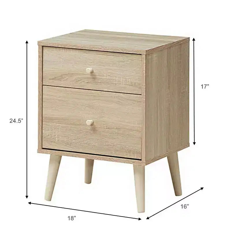 Table de chevet 2 tiroirs d'appoint avec pieds en caoutchouc