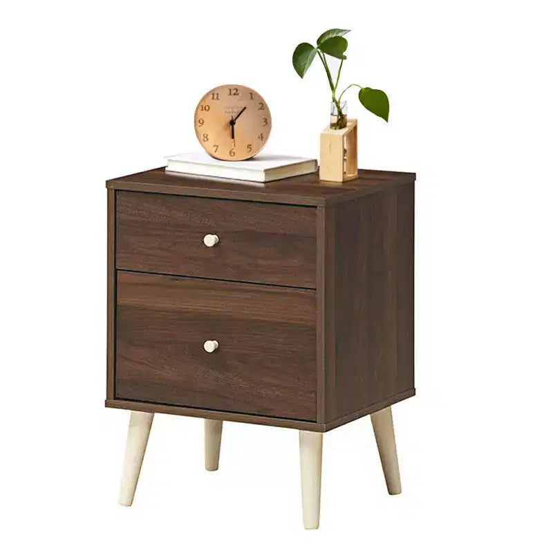 Table de chevet 2 tiroirs d'appoint avec pieds en caoutchouc