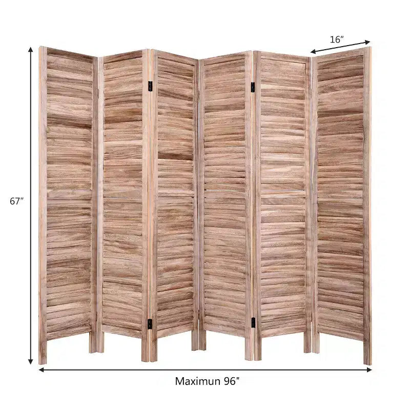 Paravent 6 panneaux 170 cm Séparateur de pièce Classique lattes vénitiennes en bois Maison