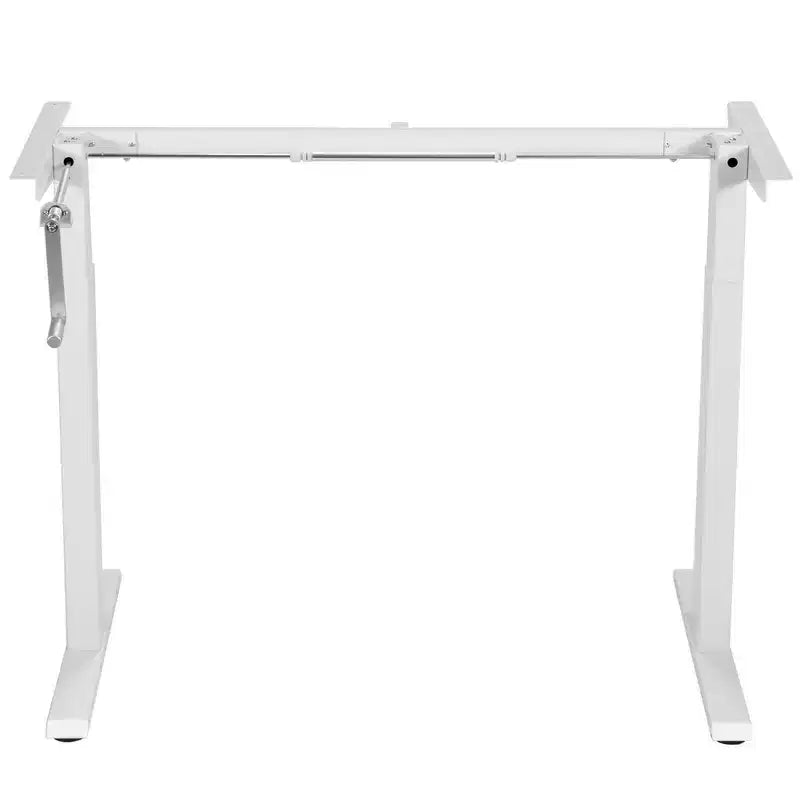 Piétement de bureau réglable en hauteur, avec manivelle, pour position assise ou debout - Blanc