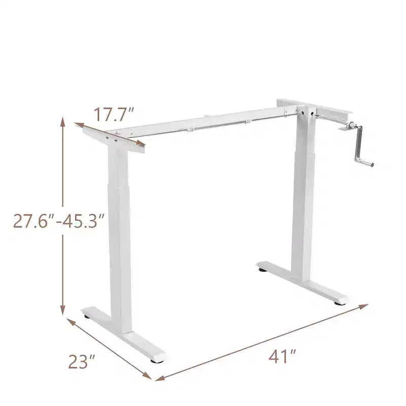 Piétement de bureau réglable en hauteur, avec manivelle, pour position assise ou debout - Blanc