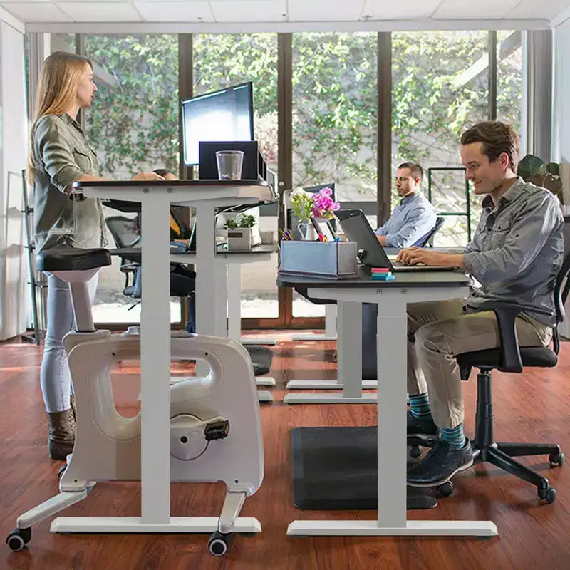 Piétement de bureau réglable en hauteur, avec manivelle, pour position assise ou debout - Blanc