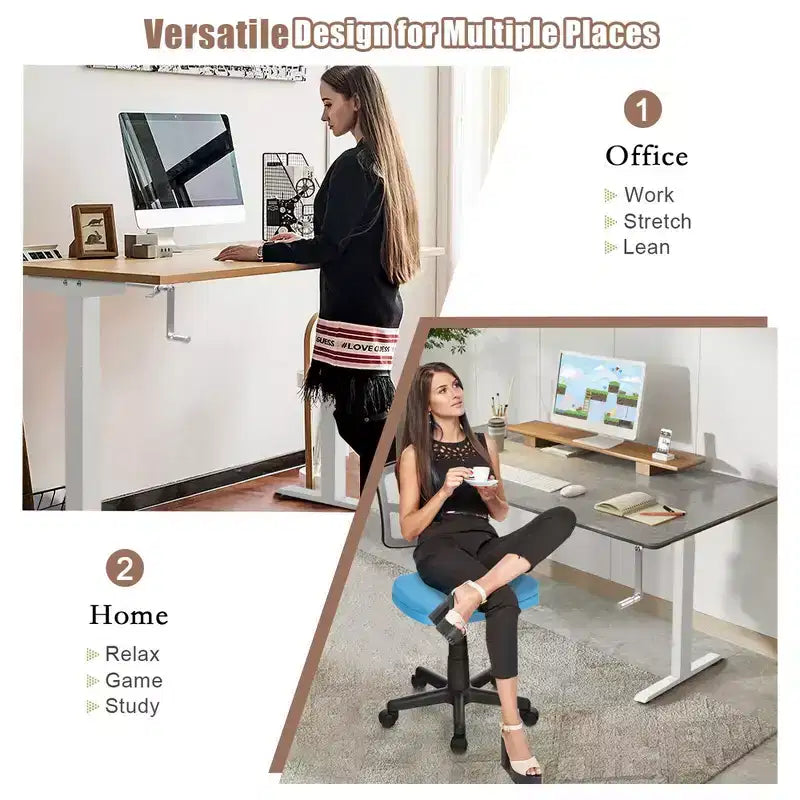 Piétement de bureau réglable en hauteur, avec manivelle, pour position assise ou debout - Blanc