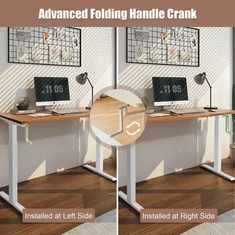 Piétement de bureau réglable en hauteur, avec manivelle, pour position assise ou debout - Blanc