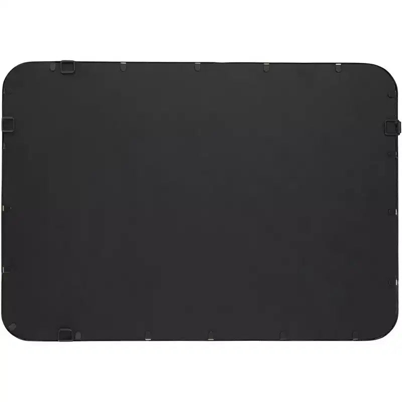 Miroir mural rectangulaire moderne biseauté à bords arrondis en fer noir de 24 pouces de large Liguria pour salle de bain, chambre, salon, entrée