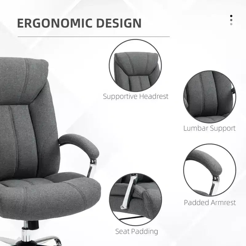 Chaise de bureau à dossier haut, chaise d'ordinateur avec soutien lombaire et hauteur réglable