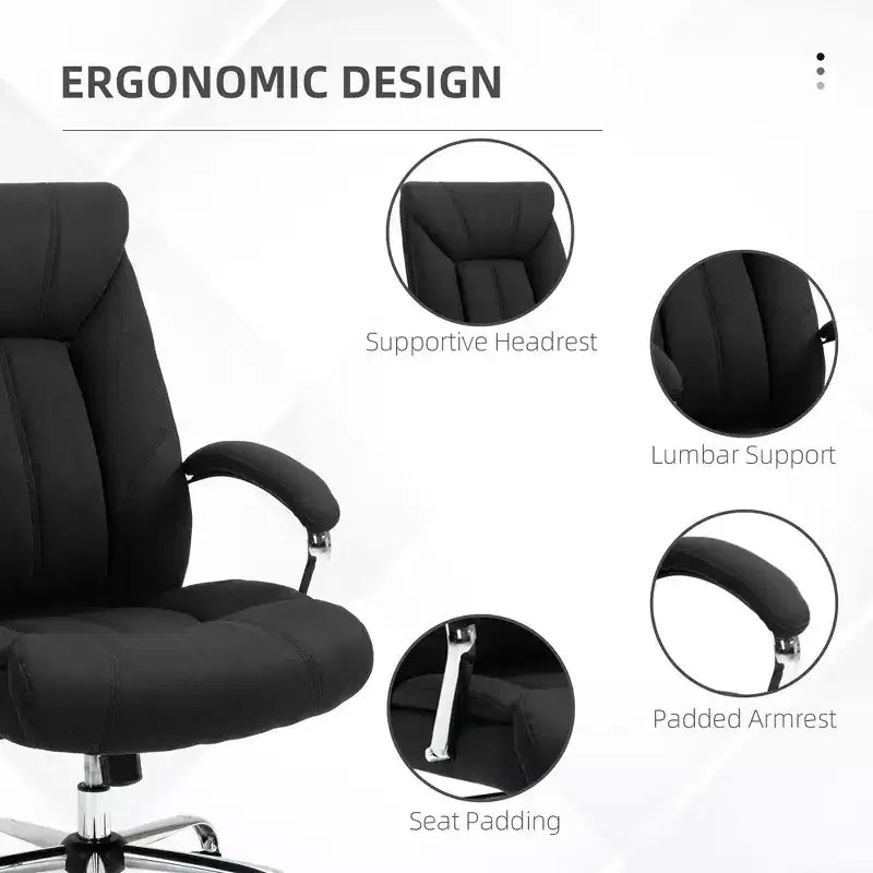 Chaise de bureau à dossier haut, chaise d'ordinateur avec soutien lombaire et hauteur réglable