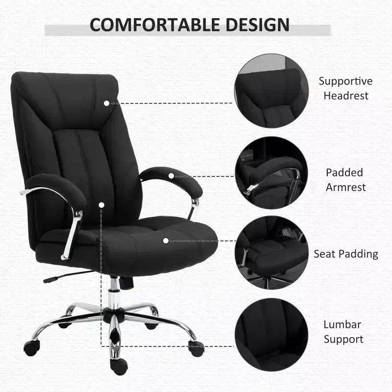 Chaise de bureau à dossier haut, chaise d'ordinateur avec soutien lombaire et hauteur réglable