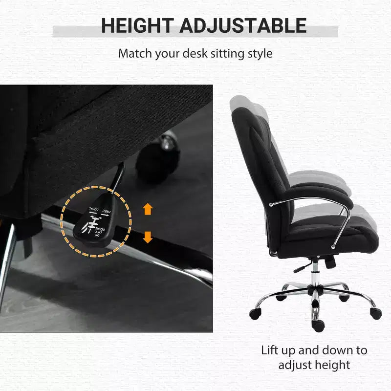 Chaise de bureau à dossier haut, chaise d'ordinateur avec soutien lombaire et hauteur réglable