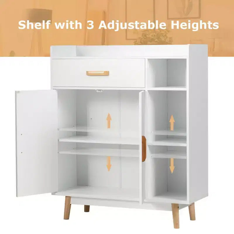 Meuble de Rangement au Sol Armoire Autoportante Commode avec 1 Tiroir 2 Portes 3 Étagères